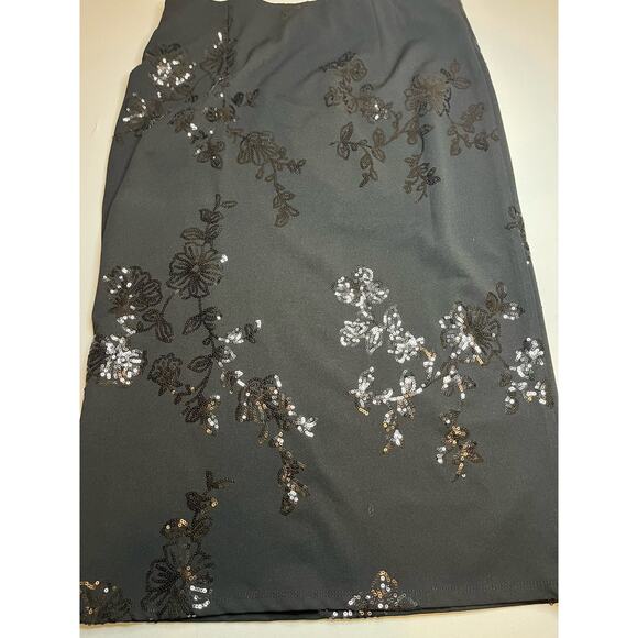 Black Skirt Sequin Detail Cocktail Skirt With Slit Size Medium - Picture 7 of 8